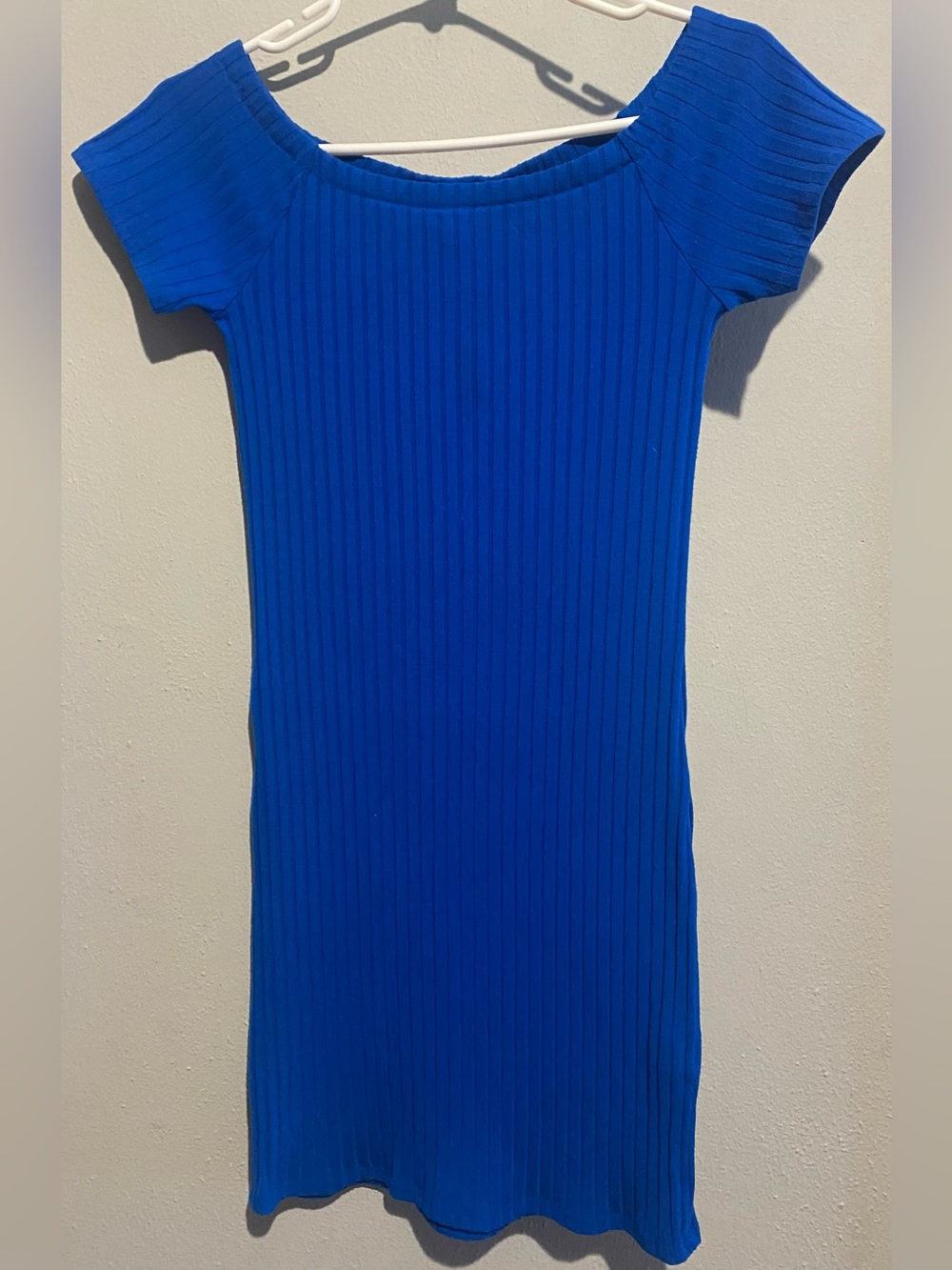 Ribbed Scoop Neck Bodycon Dress - Royal Blue